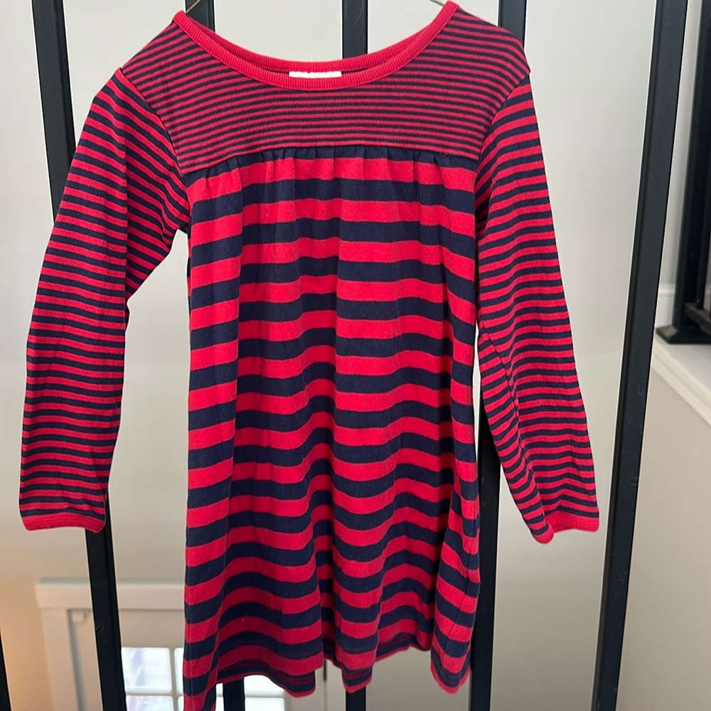 Hanna Andersson Striped Ling Sleeve Dress 110 size 5